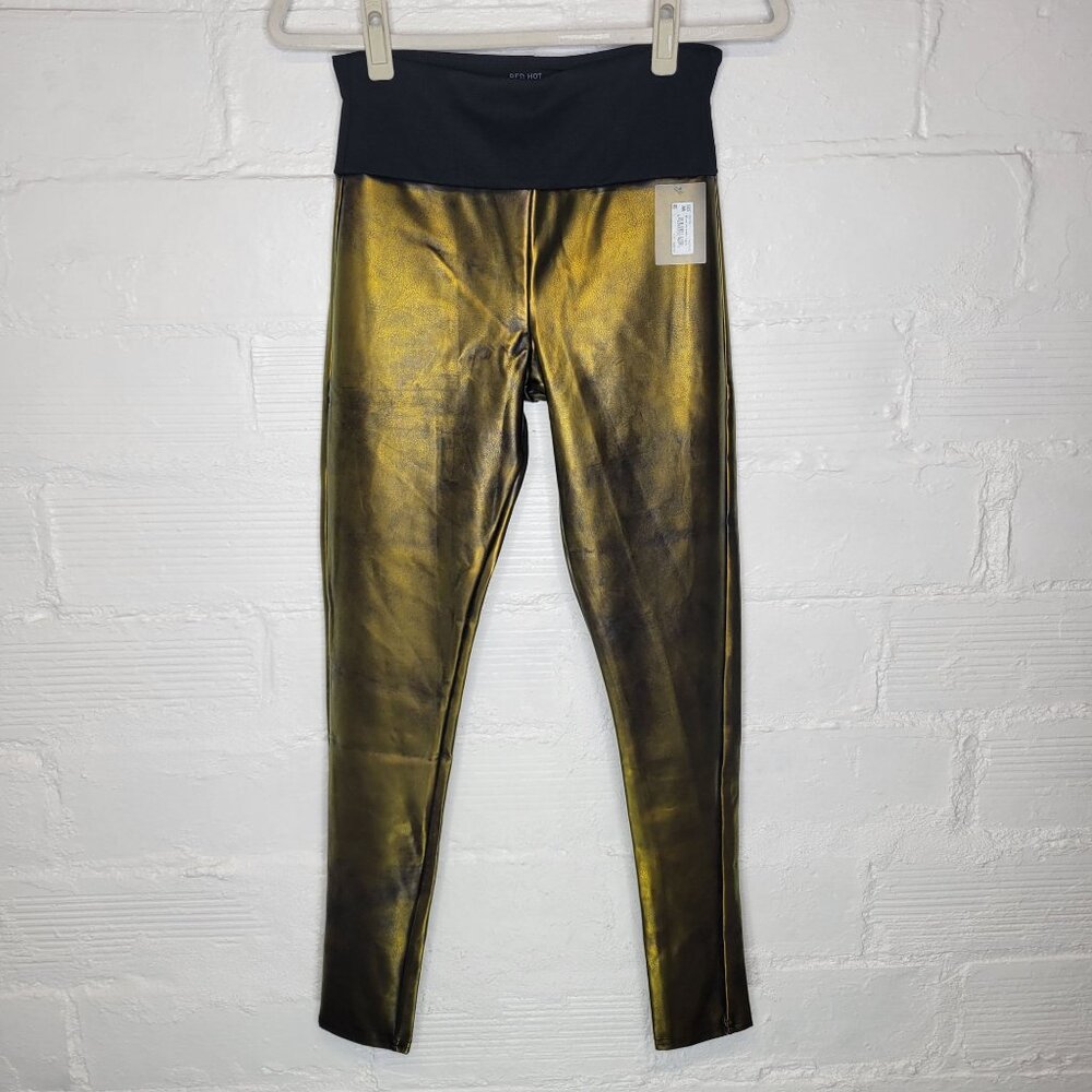 Red Hot By Spanx Women's Medium All Over Faux Leather Leggings Green Black